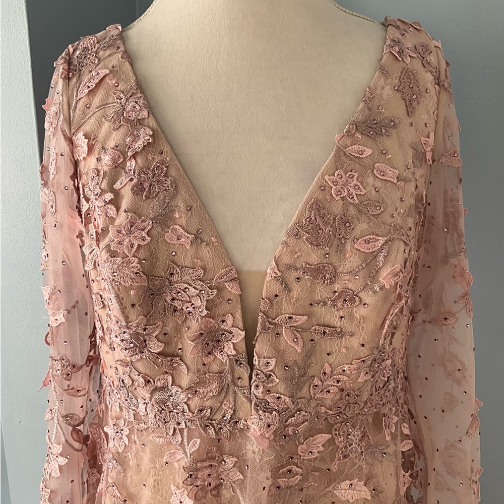 Mac Duggal 70224 Blush Pink Embroidered Gown 12 NWT